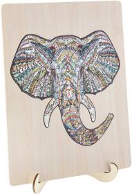 DŘEVO Puzzle obrysové na desce Slon 137 dílků set skládačka se stojánkem