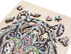 DŘEVO Puzzle obrysové na desce Tygr 135 dílků set skládačka se stojánkem