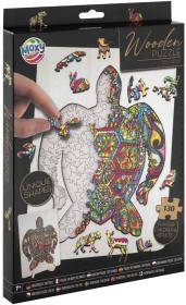 DŘEVO Puzzle obrysové na desce Želva 130 dílků set skládačka se stojánkem DŘEVO Puzzle obrysové na desce Želva 130 dílků set skládačka se stojánkem