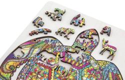 DŘEVO Puzzle obrysové na desce Želva 130 dílků set skládačka se stojánkem