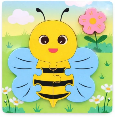 DŘEVO Puzzle vkládací na desce zvířátka 15x15cm 6 druhů