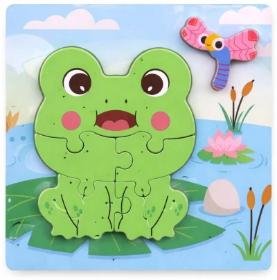 DŘEVO Puzzle vkládací na desce zvířátka 15x15cm 6 druhů