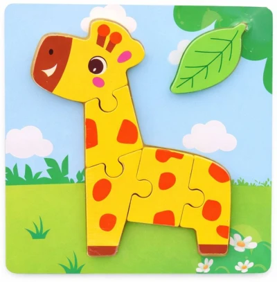 DŘEVO Puzzle vkládací na desce zvířátka 15x15cm 6 druhů