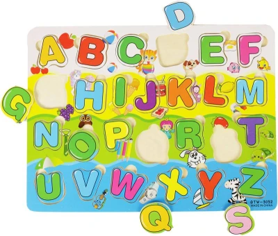 DREVO Puzzle vkladajúce písmená vkladačka na doske (drevená hračka)