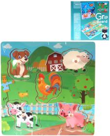 DŘEVO PUZZLE Vkládací různé druhy na desce 5 dílků s úchyty DŘEVO PUZZLE Vkládací různé druhy na desce 5 dílků s úchyty