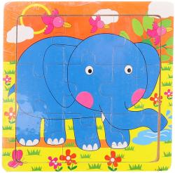 DŘEVO Puzzle zvířátka vkládací na desce 9 dílků 6 druhů