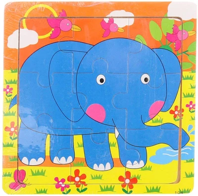 DREVO Puzzle zvieratká vkladačka na doske 9 dielikov 6 druhov