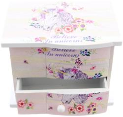 DŘEVO Šperkovnice jednorožec s melodií na natažení se zrcátkem