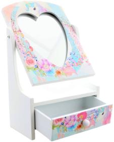 DŘEVO Šperkovnice srdíčko bílá se zrcátkem (dřevěná hračka)