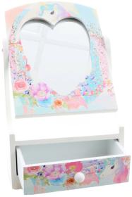 DŘEVO Šperkovnice srdíčko bílá se zrcátkem (dřevěná hračka)