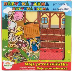 DŘEVO Stavebnice domeček farma se zvířátky (dřevěná hračka)