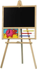 DŘEVO Tabule stojanová na křídu i fixy 2v1 s počítadlem a hodinami