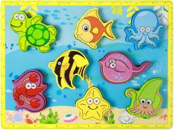 DŘEVO Vkládačka baby 3D puzzle vkládací na desce podmořský svět 8 dílků DŘEVO Vkládačka baby 3D puzzle vkládací na desce podmořský svět 8 dílků