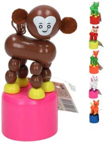 DŘEVO Zvířátko tančící na podstavci 6 druhů (dřevěná hračka)