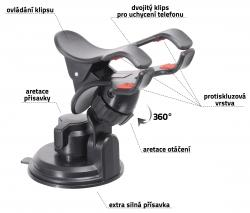 Compass Držák telefonu / GPS na přísavku DOUBLE CLIPS