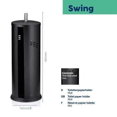 Držák WC papíru Swing, černá 14,5x39,5 cm