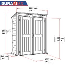 DURAMAX 05325 YardMate Pent Zahradní domek 1,6 m² + podlahová konstrukce, vinylový, šedý/antracit