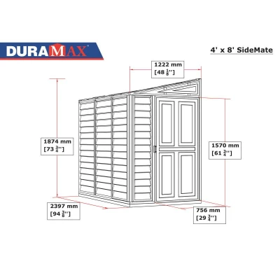 DURAMAX 06625 SideMate Zahradní domek 122 x 187,5 x 242 cm, vinylový, béžový