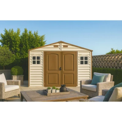 DURAMAX 30214 Woodside Zahradní domek 8 m² + podlahová konstrukce, vinylový, béžový