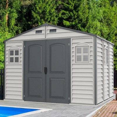 DURAMAX 30227 WoodSide Plus Záhradný domček 233 x 325 x 240 cm, vinylový, sivá/antracit
