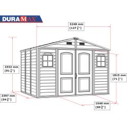 DURAMAX 30227 WoodSide Plus Zahradní domek 233 x 325 x 240 cm, vinylový, šedá/antracit