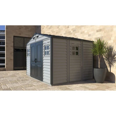 DURAMAX 30227 WoodSide Plus Záhradný domček 233 x 325 x 240 cm, vinylový, sivá/antracit