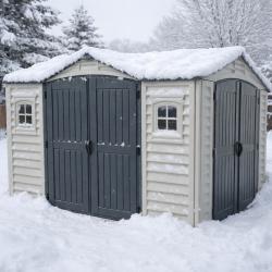 DURAMAX 40116 Apex Pro Záhradný domček 7,6 m² + podlahová konštrukcia, vinylový, - sivý/antracit