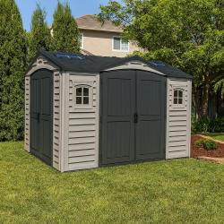 DURAMAX 40116 Apex Pro Záhradný domček 7,6 m² + podlahová konštrukcia, vinylový, - sivý/antracit