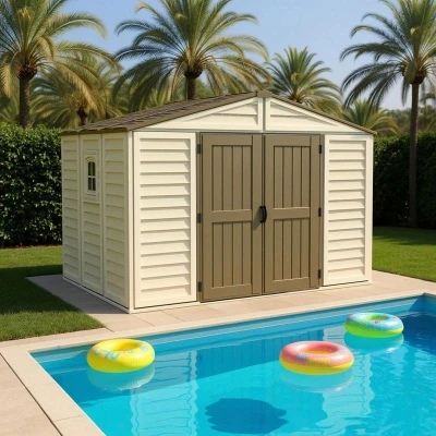 DURAMAX 40214 WoodBridge Plus Záhradný domček 7,6 m² + podlahová konštrukcia, vinylový, béžový
