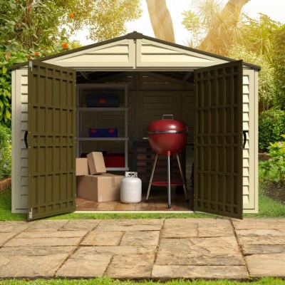 DURAMAX 40214 WoodBridge Plus Záhradný domček 7,6 m² + podlahová konštrukcia, vinylový, béžový