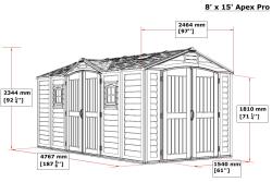 DURAMAX 40216 Apex Pro Zahradní domek 12 m² + podlahová konstrukce, vinylový, šedý/antracit