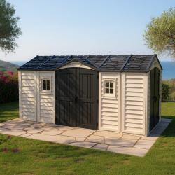 DURAMAX 40216 Apex Pro Zahradní domek 12 m² + podlahová konstrukce, vinylový, šedý/antracit