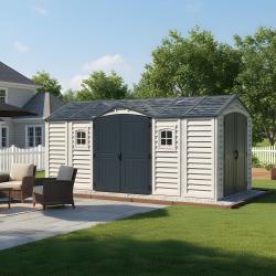 DURAMAX 40216 Apex Pro Zahradní domek 12 m² + podlahová konstrukce, vinylový, šedý/antracit