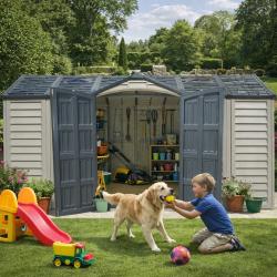 DURAMAX 40216 Apex Pro Zahradní domek 12 m² + podlahová konstrukce, vinylový, šedý/antracit