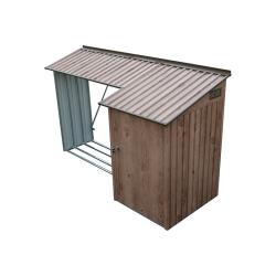 DURAMAX 53645 Přístřešek na dřevo s kůlnou 272,4 x 108,8 x 160,4 cm, plechový, imitace dřeva