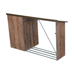 DURAMAX 53645 Přístřešek na dřevo s kůlnou 272,4 x 108,8 x 160,4 cm, plechový, imitace dřeva