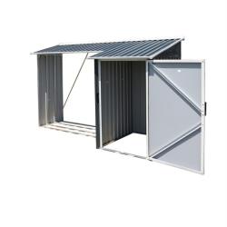 DURAMAX 53651 Přístřešek na dřevo s kůlnou 272,4 x 108,8 x 160,4 cm, plechový, antracit