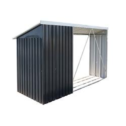 DURAMAX 53651 Přístřešek na dřevo s kůlnou 272,4 x 108,8 x 160,4 cm, plechový, antracit