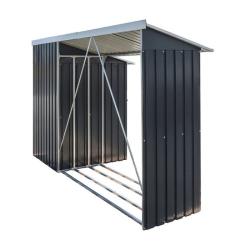 DURAMAX 53651 Přístřešek na dřevo s kůlnou 272,4 x 108,8 x 160,4 cm, plechový, antracit