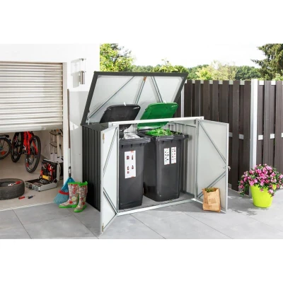 DURAMAX kovový úložný box na popelnice antracit 1477 l, 154,2 x 96 x 130,5 cm