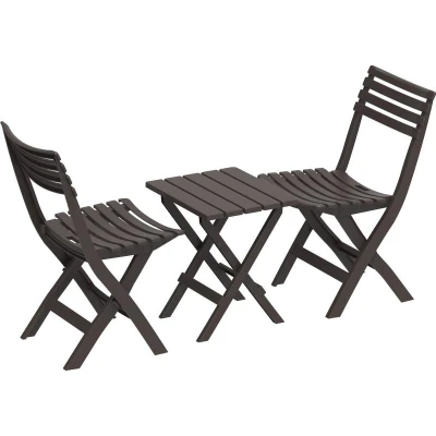 DURAMAX IDMOFXX081BR Skládací plastový balkónový nábytek 2+1, hnědý