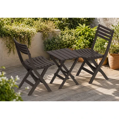 DURAMAX IDMOFXX081BR Skládací plastový balkónový nábytek 2+1, hnědý