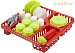 Ecoiffier Kuchyňský set dětské plastové nádobí + odkapávač 29x29cm