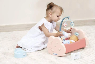 Ecoiffier Postýlka s kolotočem pro panenku miminko baby set s doplňky