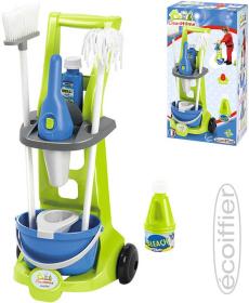 Ecoiffier Vozík dětský uklízecí set s ručním vysavačem plast