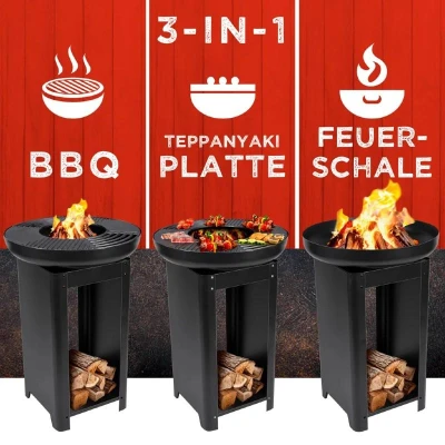 Edco Prenosné záhradné ohnisko s grilom a stojanom TEPPANYAKI