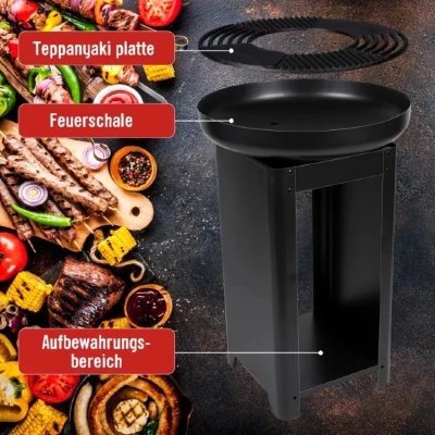 Edco Prenosné záhradné ohnisko s grilom a stojanom TEPPANYAKI