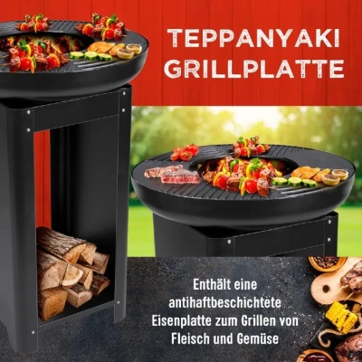 Edco Prenosné záhradné ohnisko s grilom a stojanom TEPPANYAKI