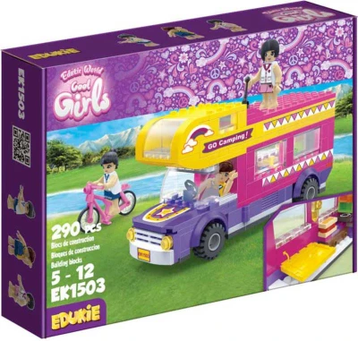 EDUKIE Auto karavan set 290 dílků + 3 figurky (stavebnice)