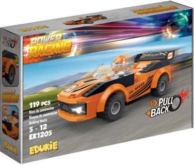 EDUKIE Auto oranžové závodní set 119 dílků + figurka (stavebnice)